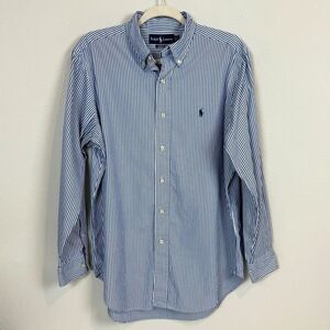 Polo Ralph Lauren Classic Fit Blue White Striped Shirt 15.5